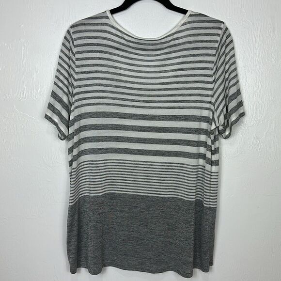 Vince Striped White And Gray Short Sleeve T-shirt Size L - Picture 4 of 7
